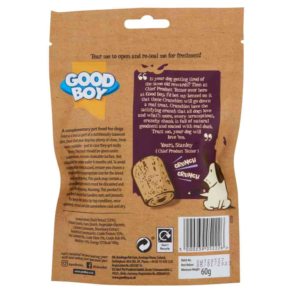 Good Boy Crunchies Dog Treats - Duck - 60g