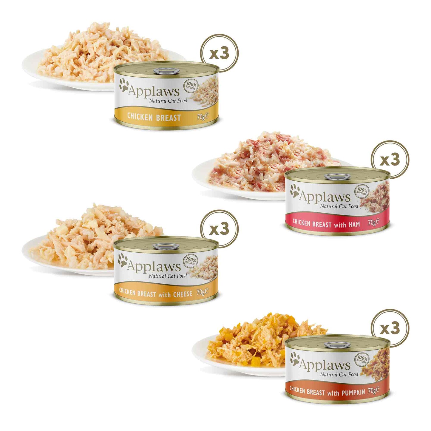 Applaws Adult Wet Cat Food in Broth - Chicken Selection - 12x70g Cans
