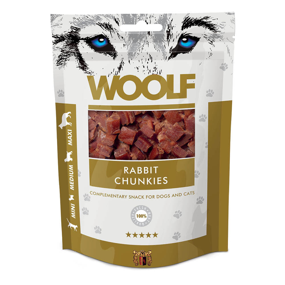 Woolf Rabbit Chunkies Snacks for Cats & Dogs - 100g