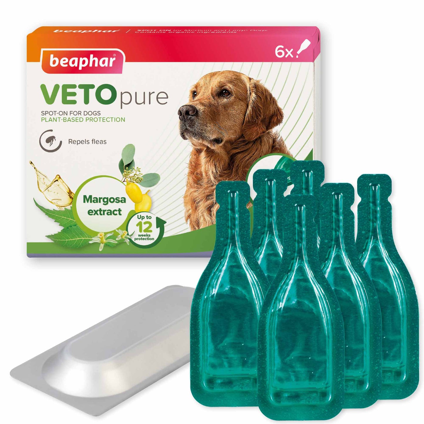 Beaphar VETOpure Plant-Based Flea Spot-On for Dogs over 15kg - 6 Pipettes