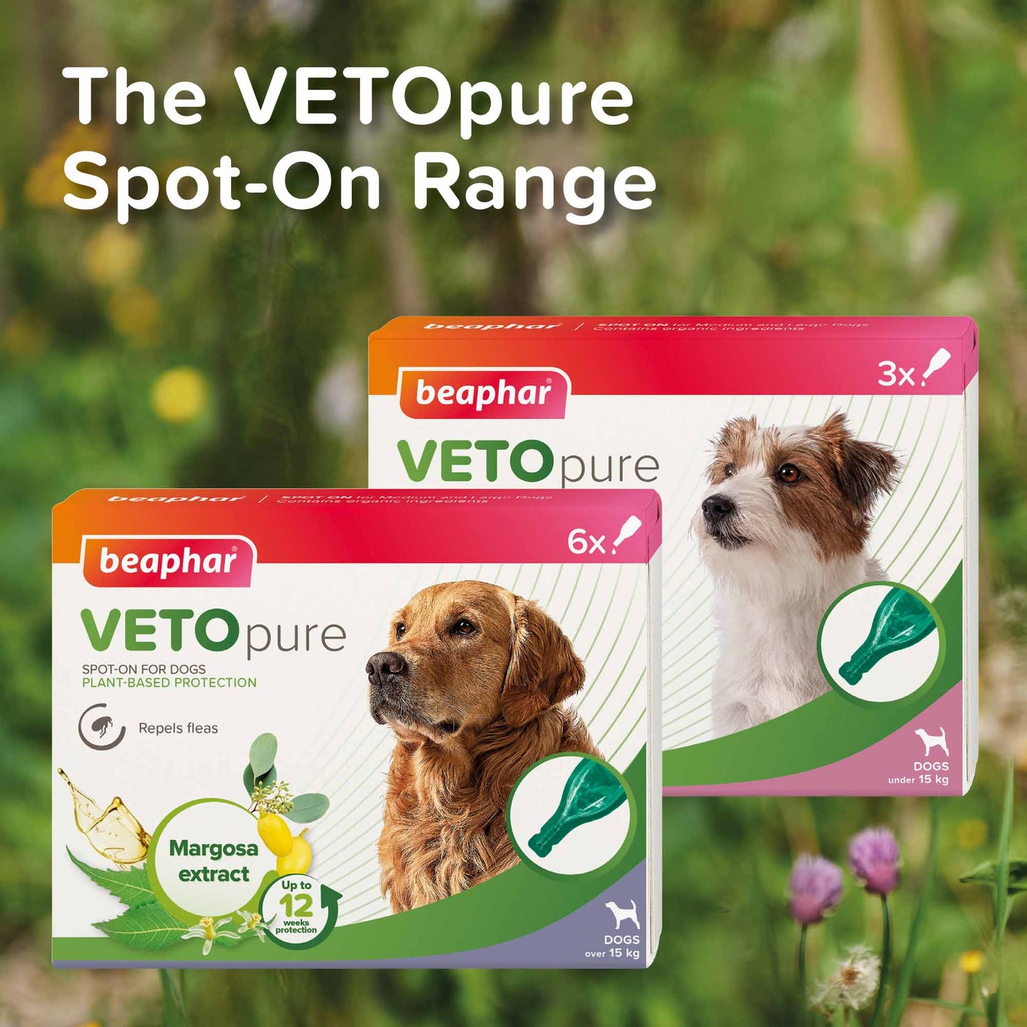 Beaphar VETOpure Plant-Based Flea Spot-On for Dogs over 15kg - 6 Pipettes