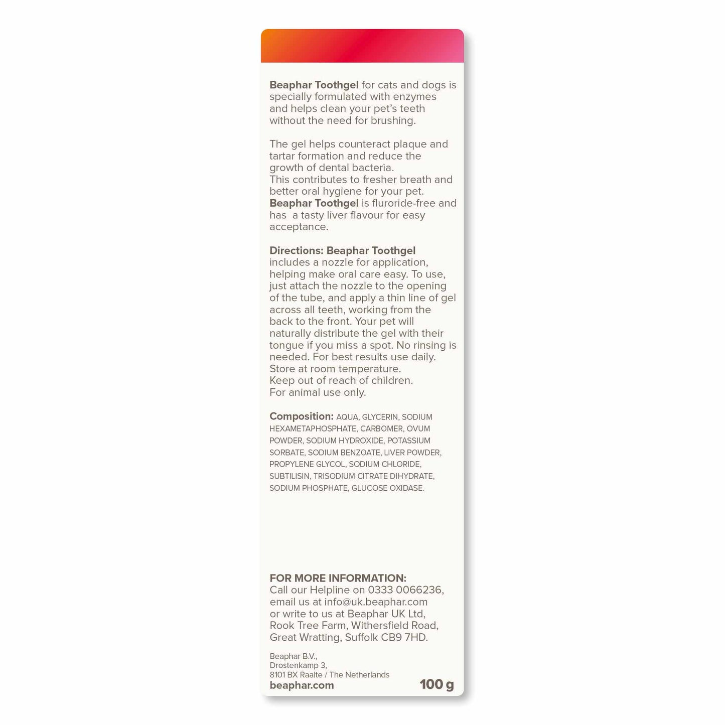 Beaphar Liver Flavoured Tooth Gel for Cats & Dogs - 100g