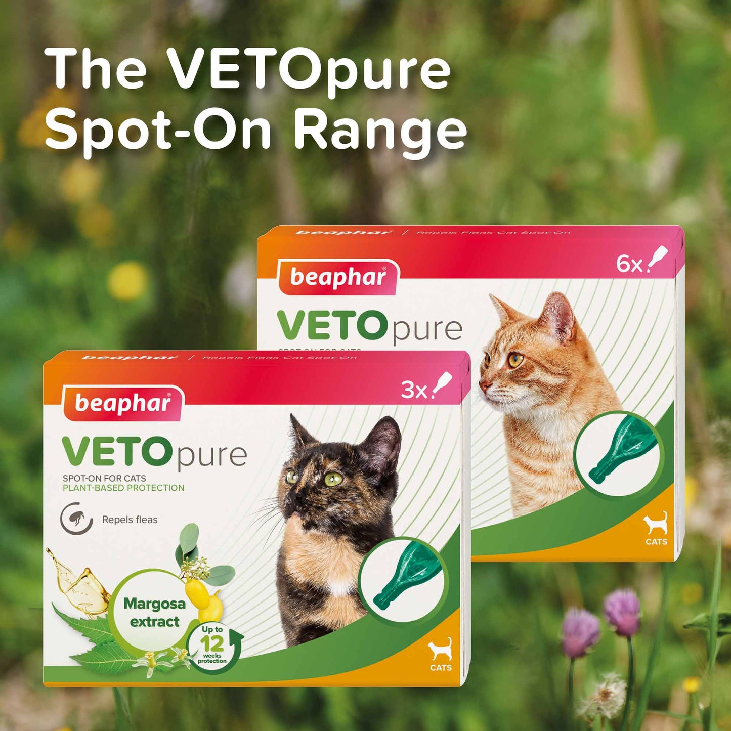 Beaphar VETOpure Flea Spot-On Repellent for Cats - 3x1ml Pipettes
