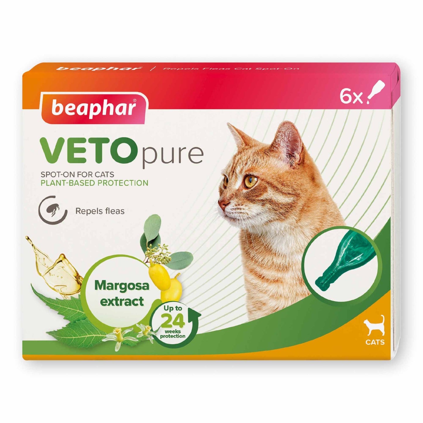 Beaphar VETOpure Flea Spot-On Repellent for Cats - 6x1ml Pipettes