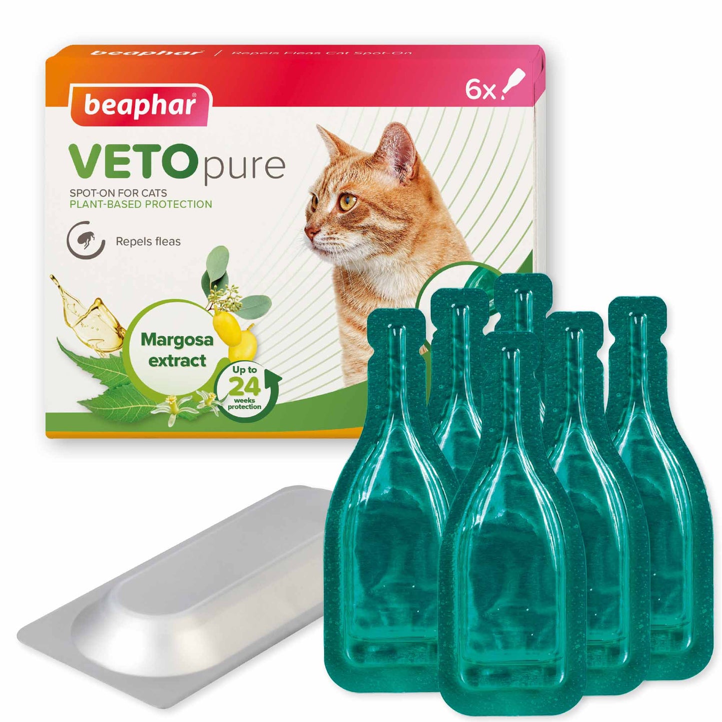 Beaphar VETOpure Flea Spot-On Repellent for Cats - 6x1ml Pipettes