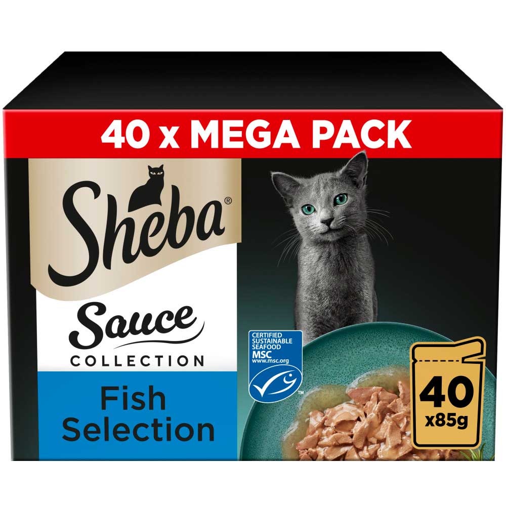 SHEBA Sauce Collection Adult Wet Cat Food in Gravy Fish 40x85g