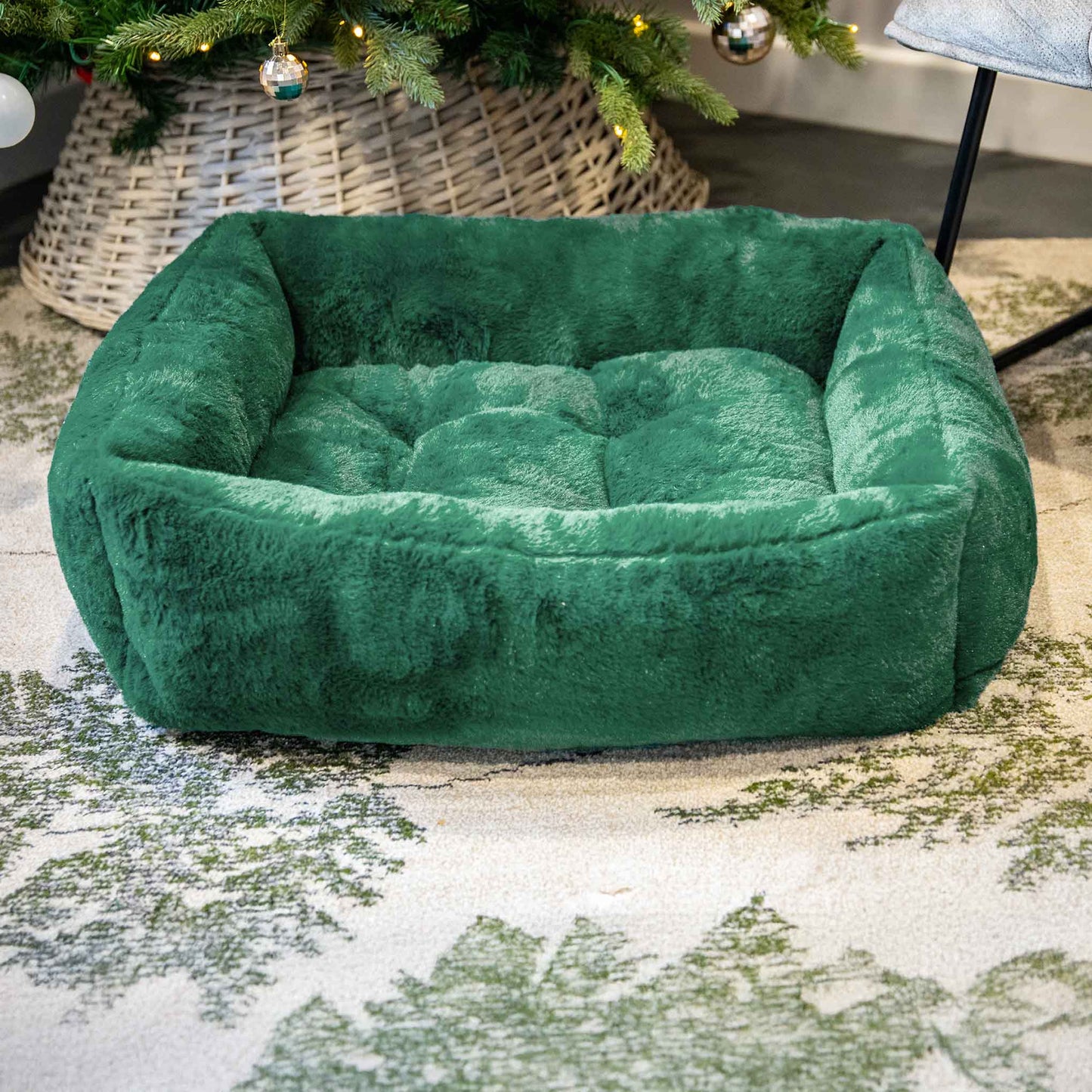 Rosewood Forest Green Faux Fur Box Bed - Medium