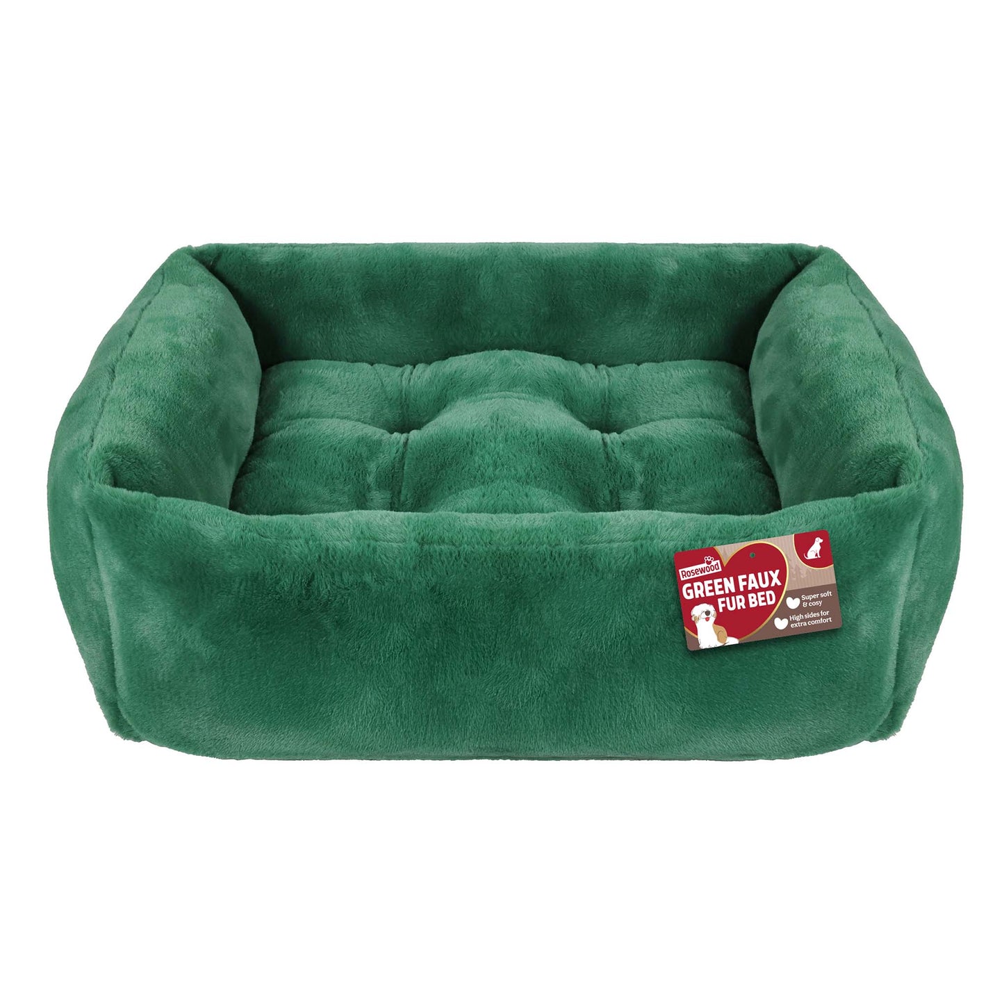 Rosewood Forest Green Faux Fur Box Bed - Medium