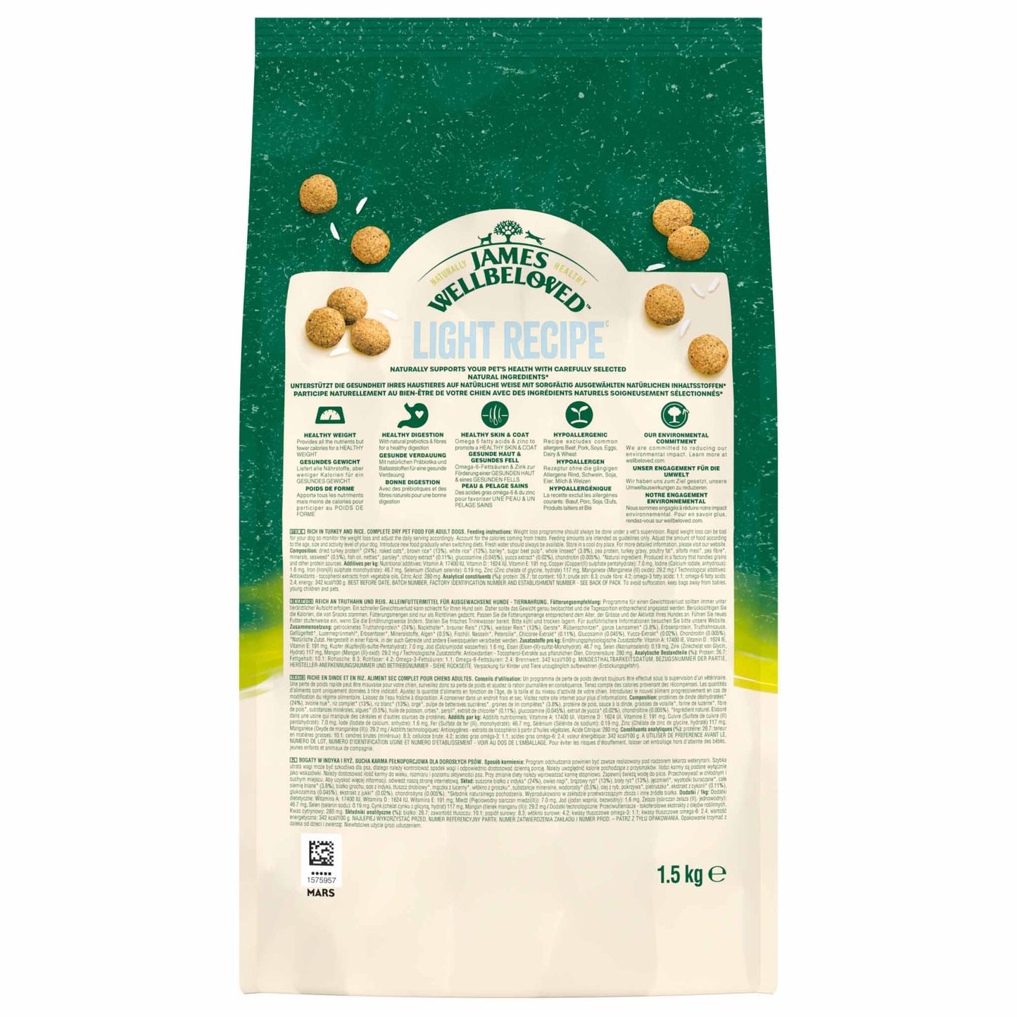 James Wellbeloved Light Adult Dry Dog Food - Turkey & Rice