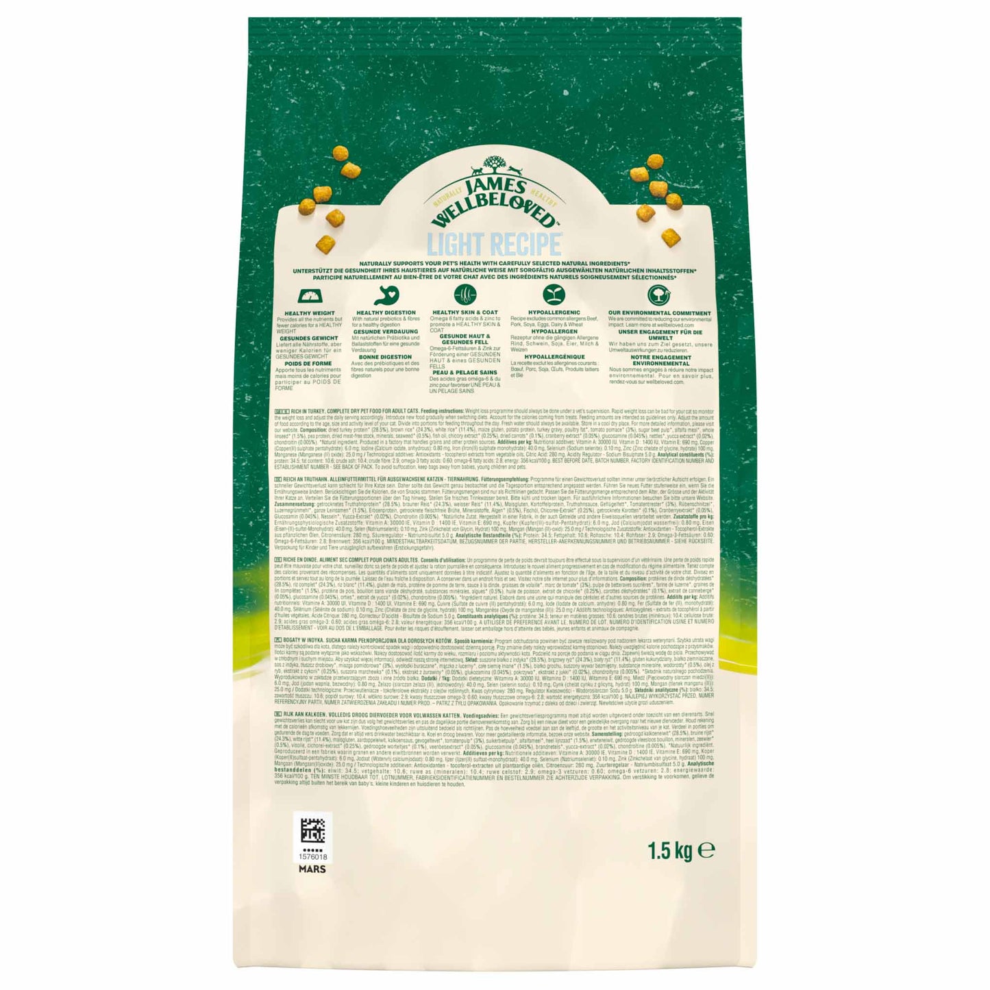 James Wellbeloved Light Adult Dry Cat Food - Turkey