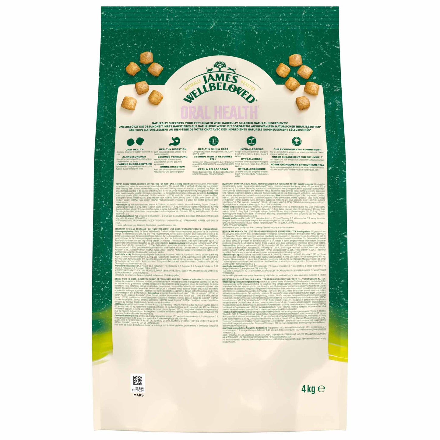 James Wellbeloved Oral Health Adult Dry Cat Food - Turkey