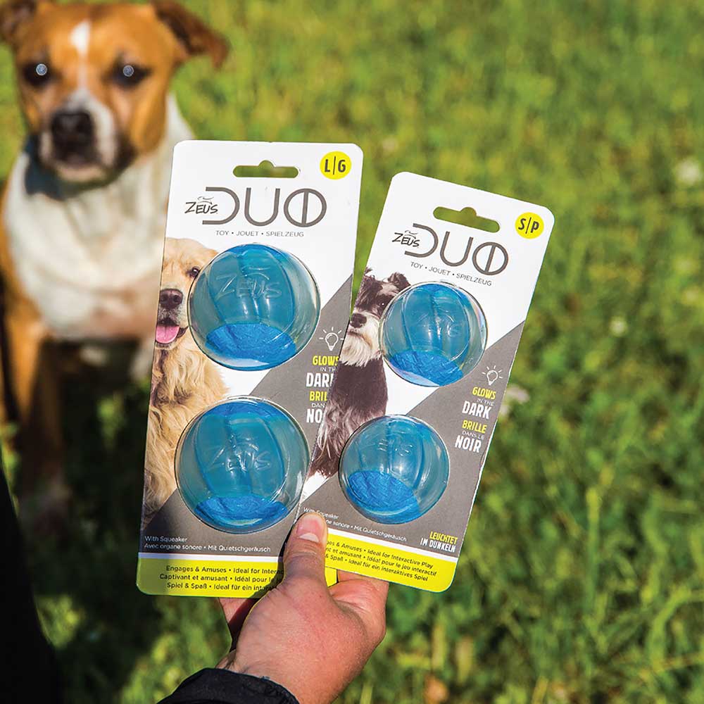 Zeus DUO Ball Dog Toy with Squeaker & Glow - Small - 2 Pack