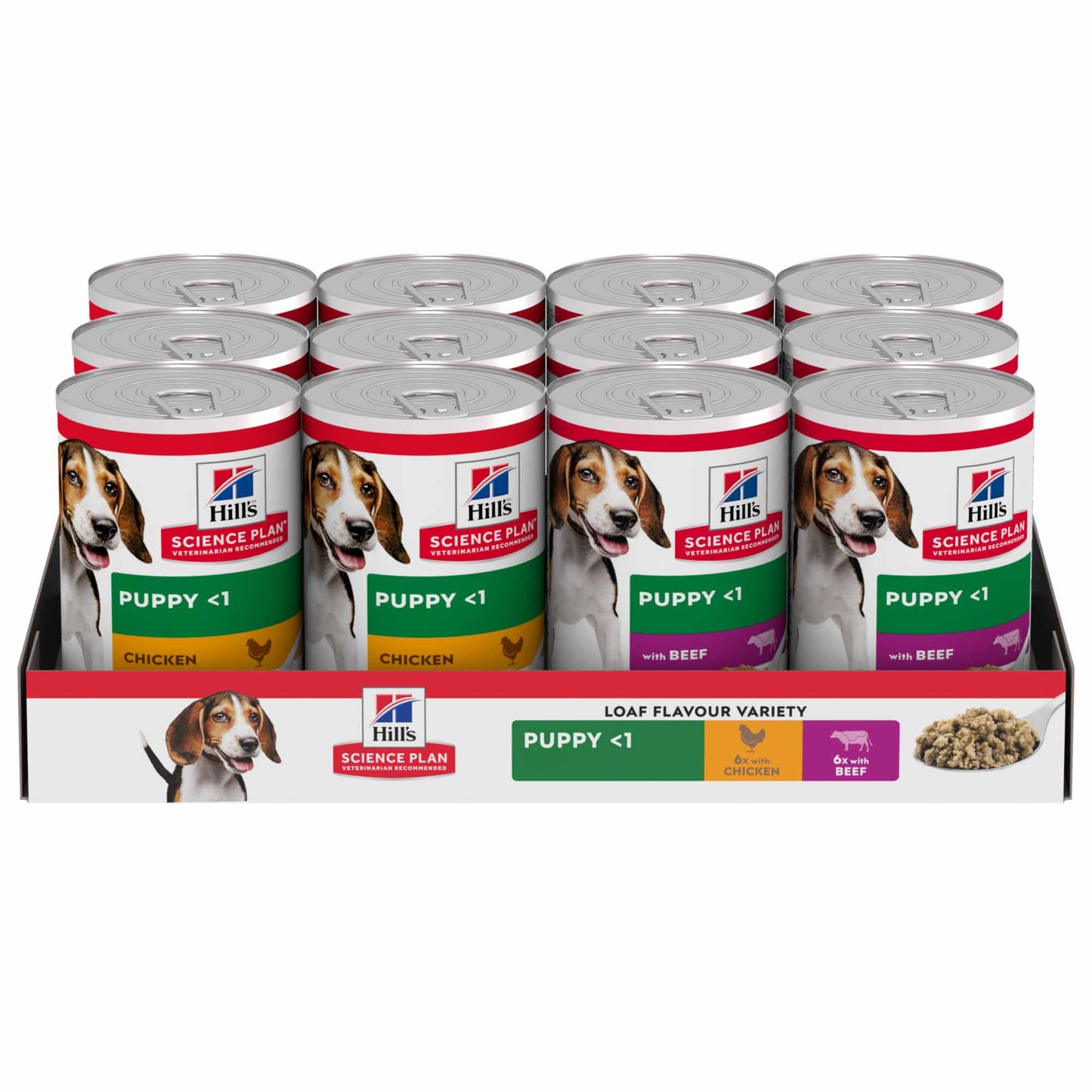 Hills Science Plan Puppy Wet Dog Food - Chicken & Beef - 12x370g Cans