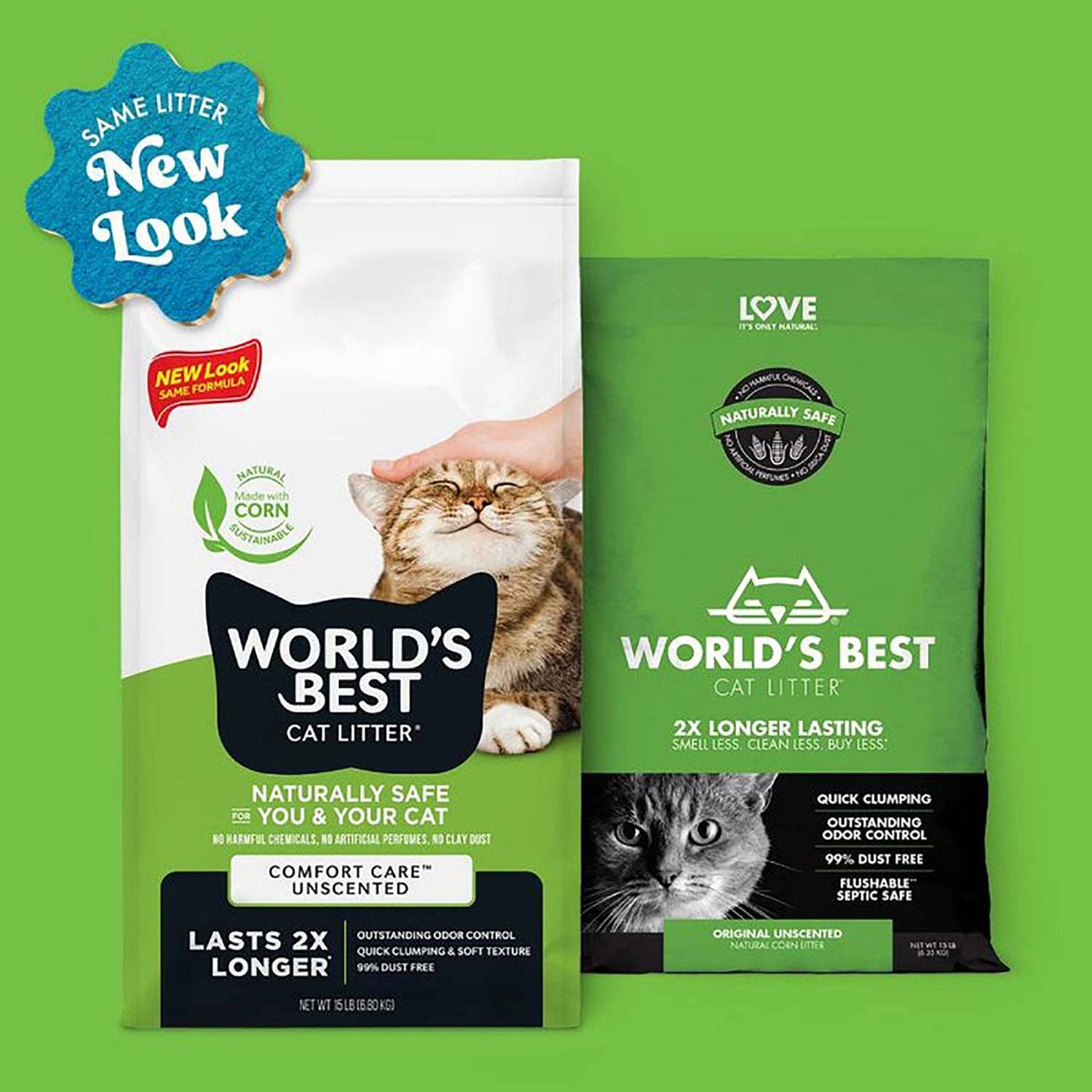 Worlds Best Comfort Care Unscented Clumping Cat Litter - 6.8kg