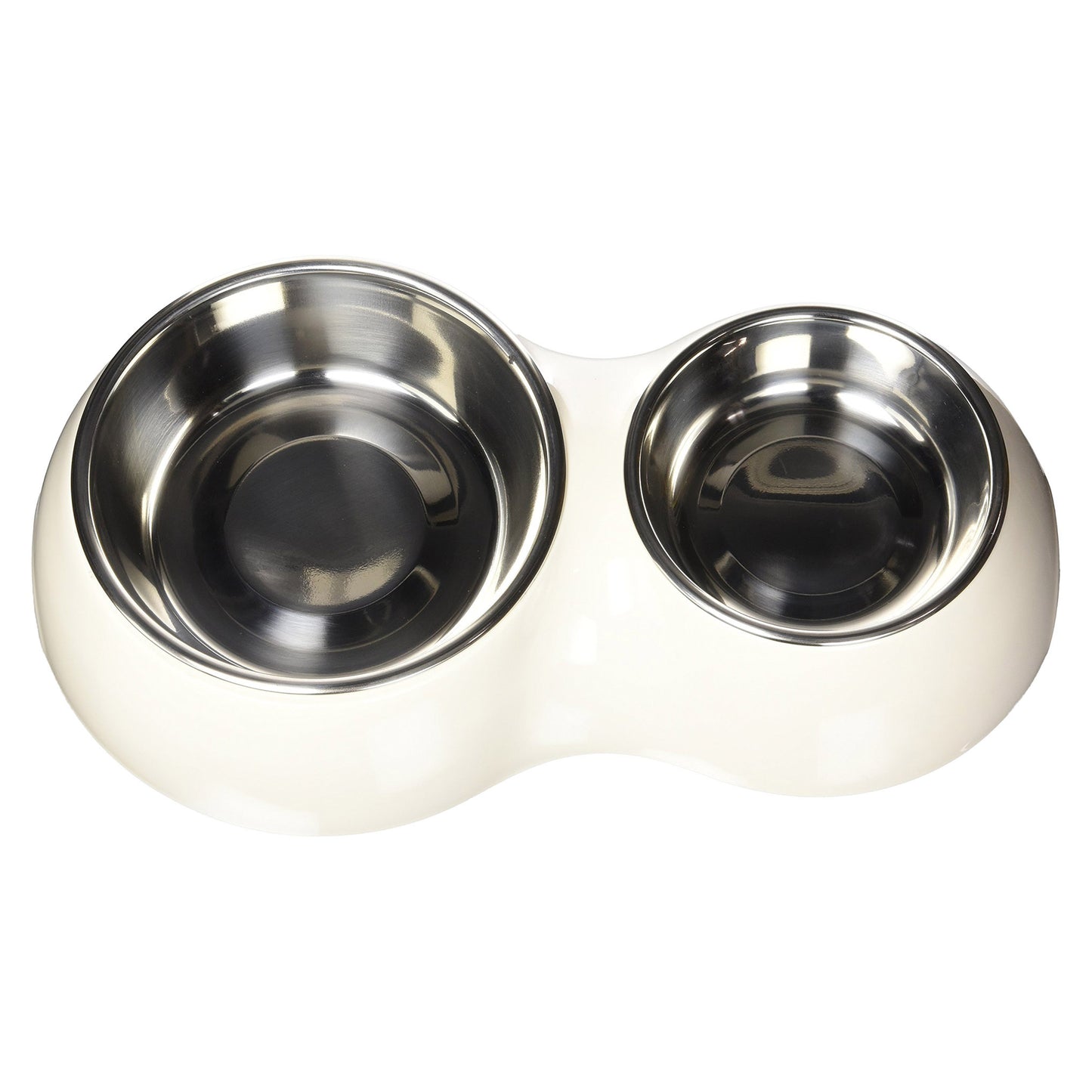Catit Stainless Steel Double Diner Bowl - White - 2 x 9.5cm