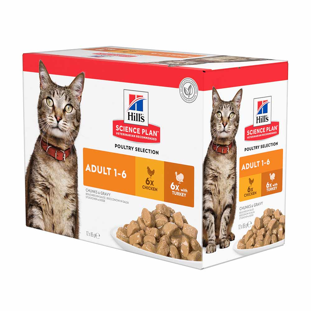 Hills Science Plan Adult Wet Cat Food - Poultry - 12x85g Pouches