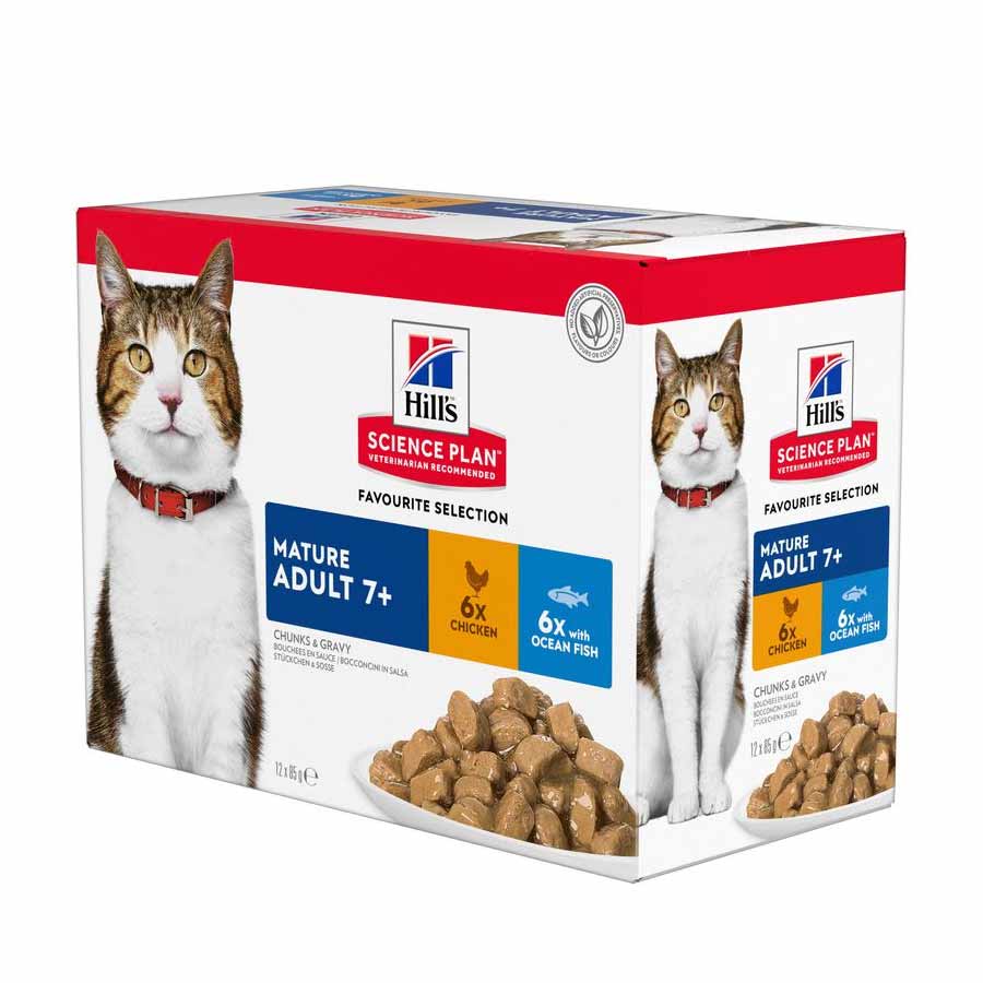 Hills Science Plan Mature 7+ Wet Cat Food in Gravy - Multipack - 12 x 85g Pouch