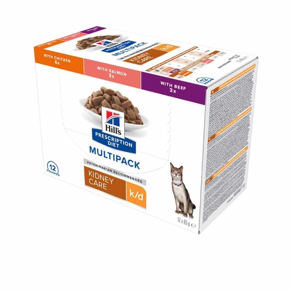 Hills Prescription Diet k/d Wet Cat Food in Gravy - Variety - 12x85g Pouches
