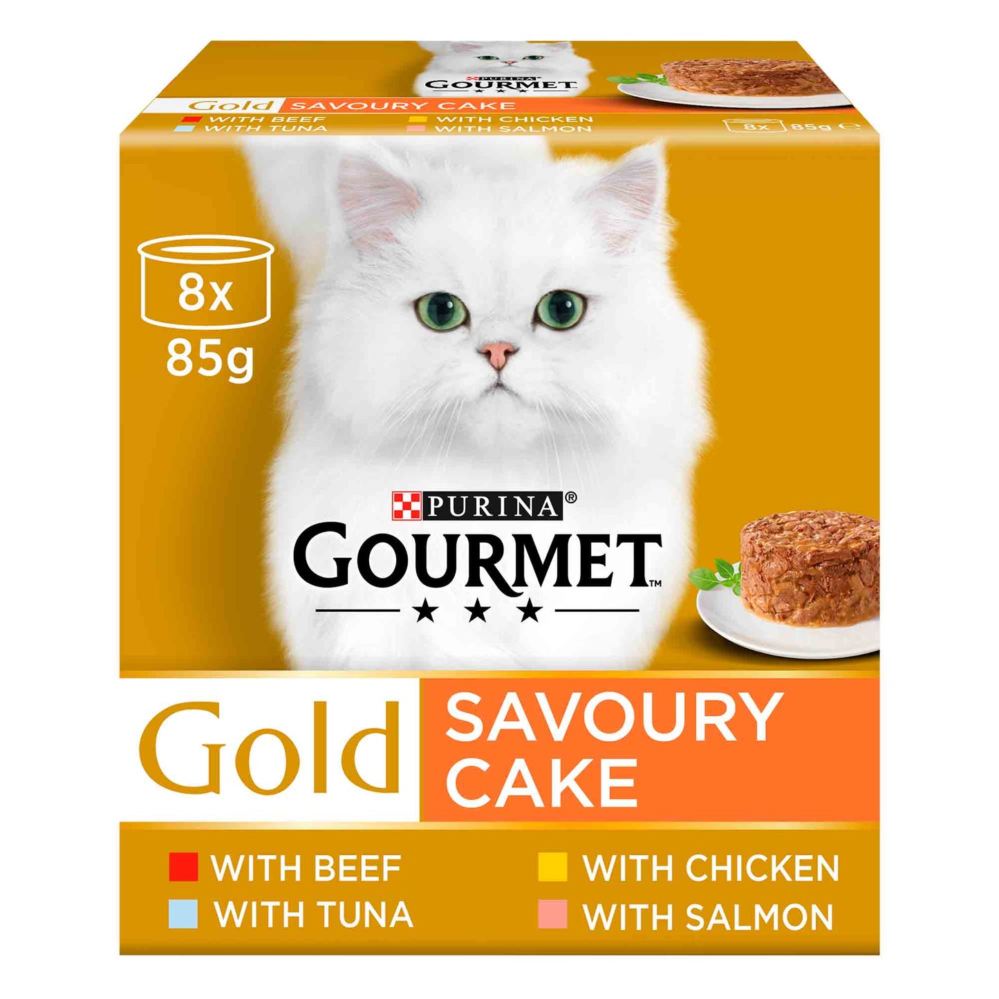 Gourmet Gold Savoury Cake Adult Wet Cat Food - Meat and Fish - 8x85g Cans