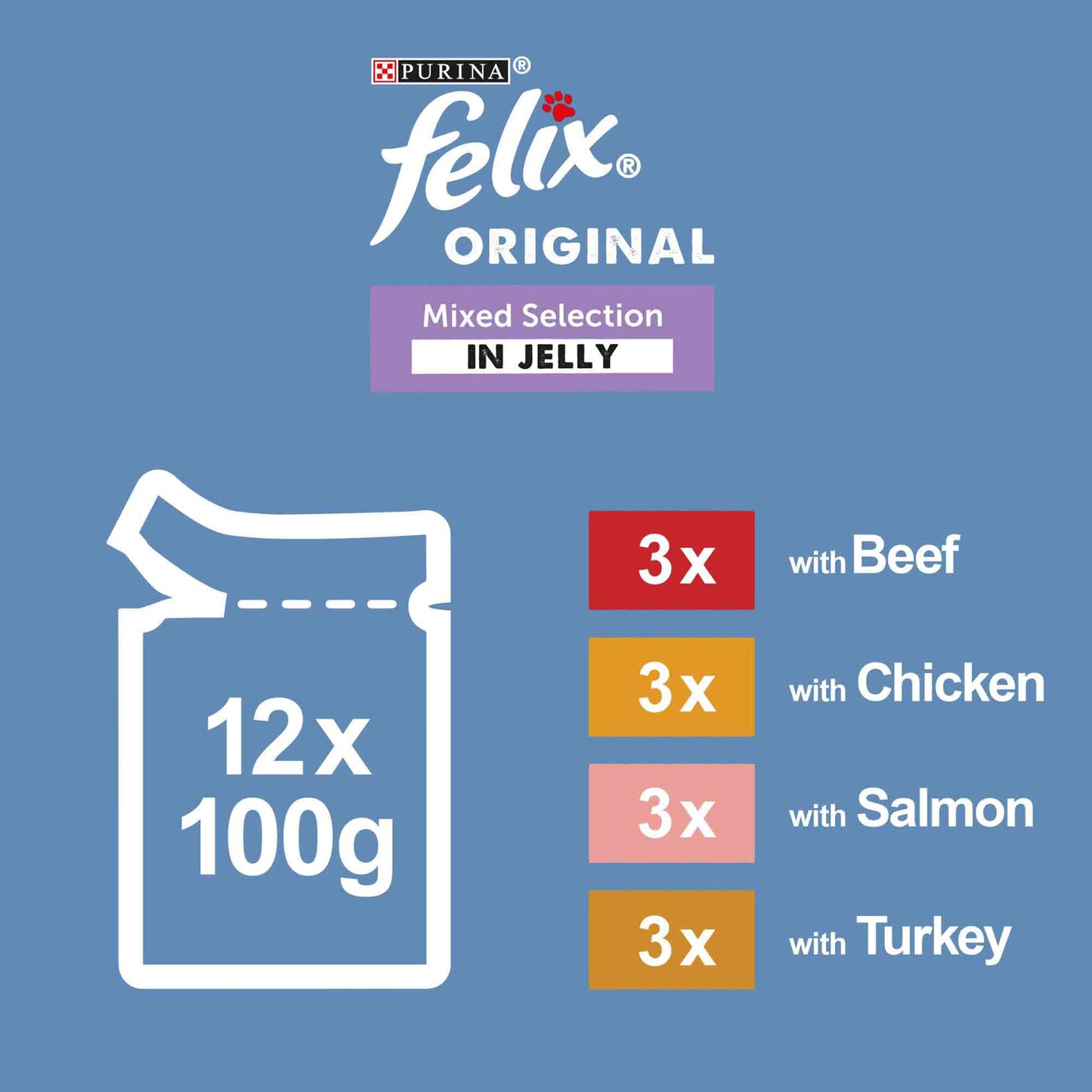 Felix Original Senior 7+ Wet Cat Food in Jelly - Mixed Selection - 40x85g Pouches