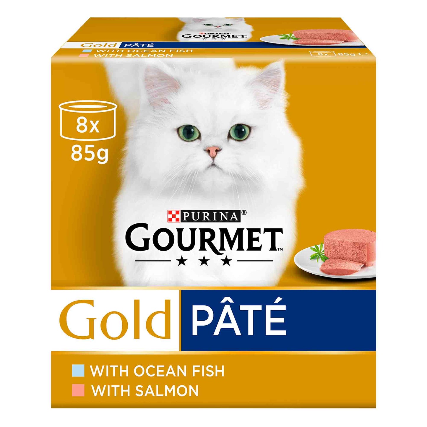 Gourmet Gold Senior Wet Cat Food Pate - Salmon & Ocean Fish - 8x85g Cans