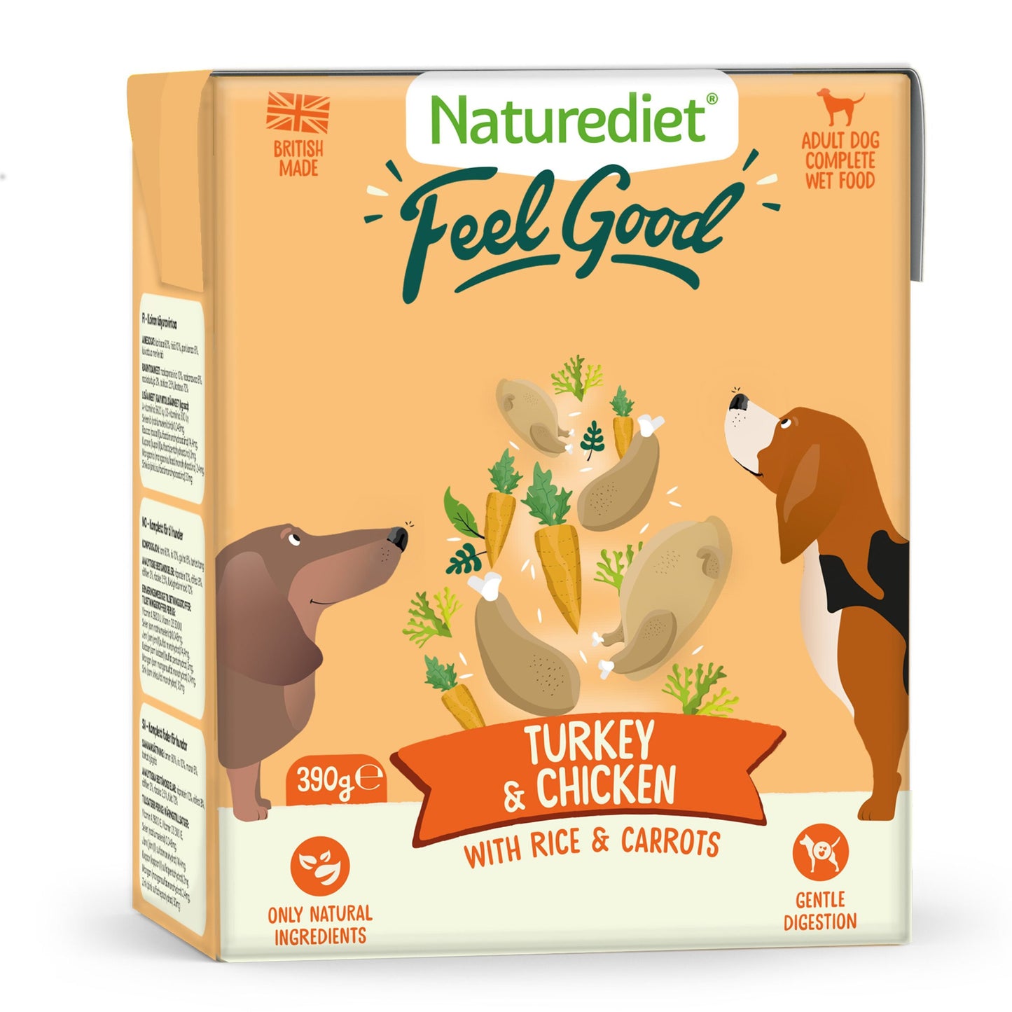 Naturediet Feel Good Adult Wet Dog Food - Turkey & Chicken - 18x390g Cartons