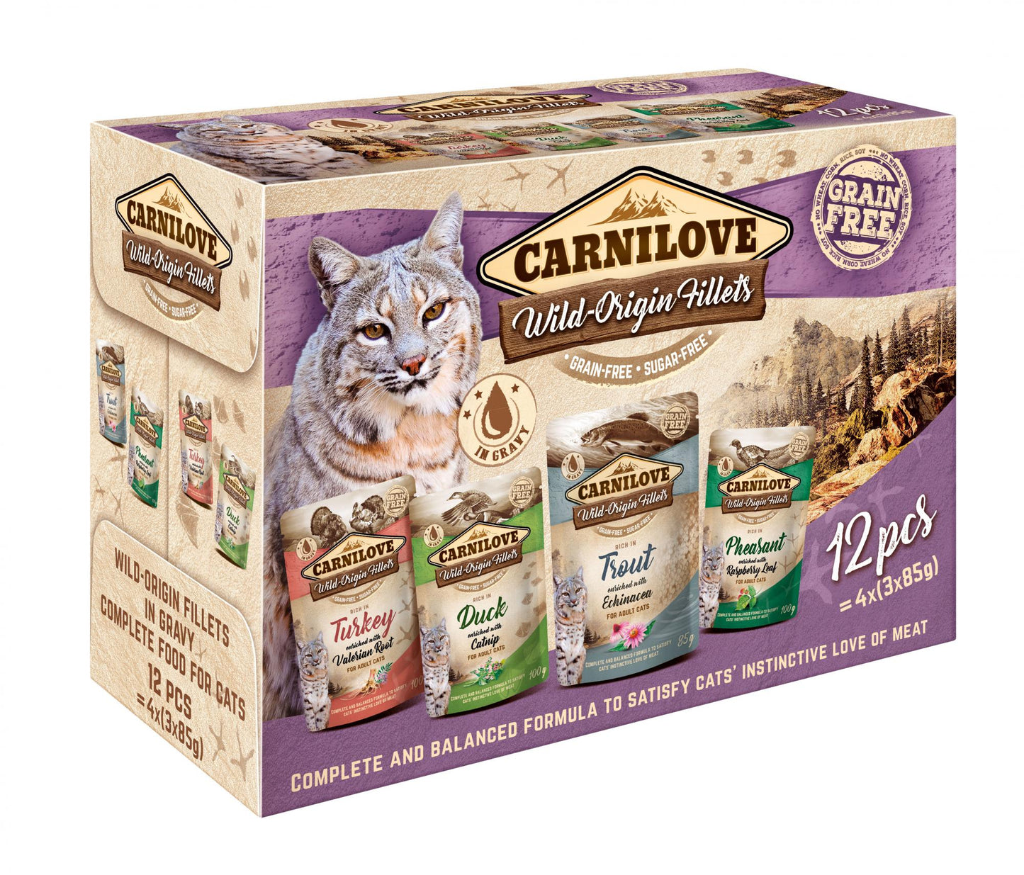 Carnilove Grain Free Adult Wet Cat Food Multipack - 12x85g Pouches