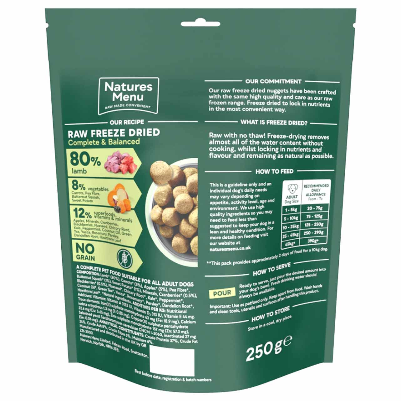 Natures Menu Complete & Balanced Freeze Dried Dog Food - Lamb Nuggets - 120g
