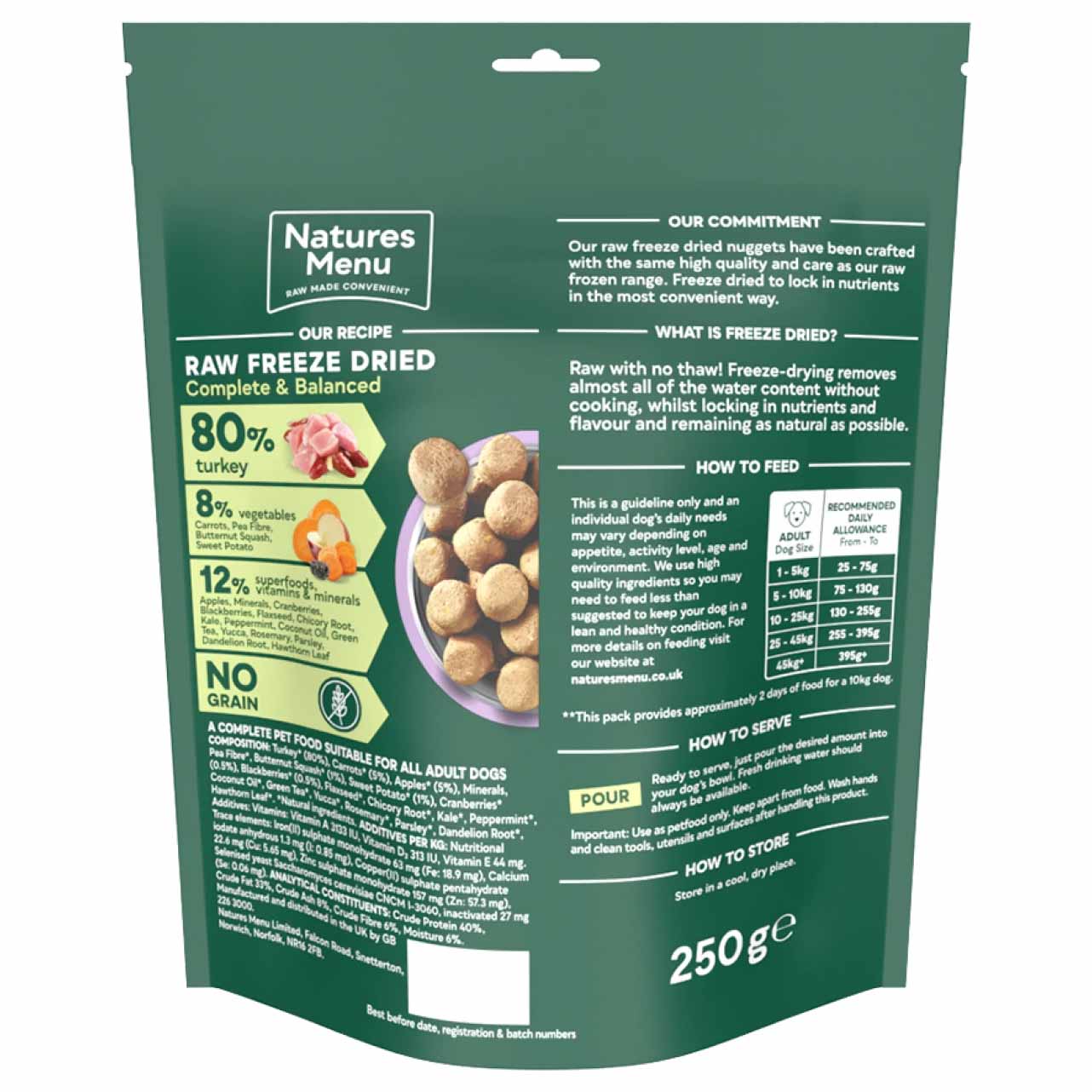 Natures Menu Complete & Balanced Freeze Dried Dog Food - Turkey Nuggets - 120g