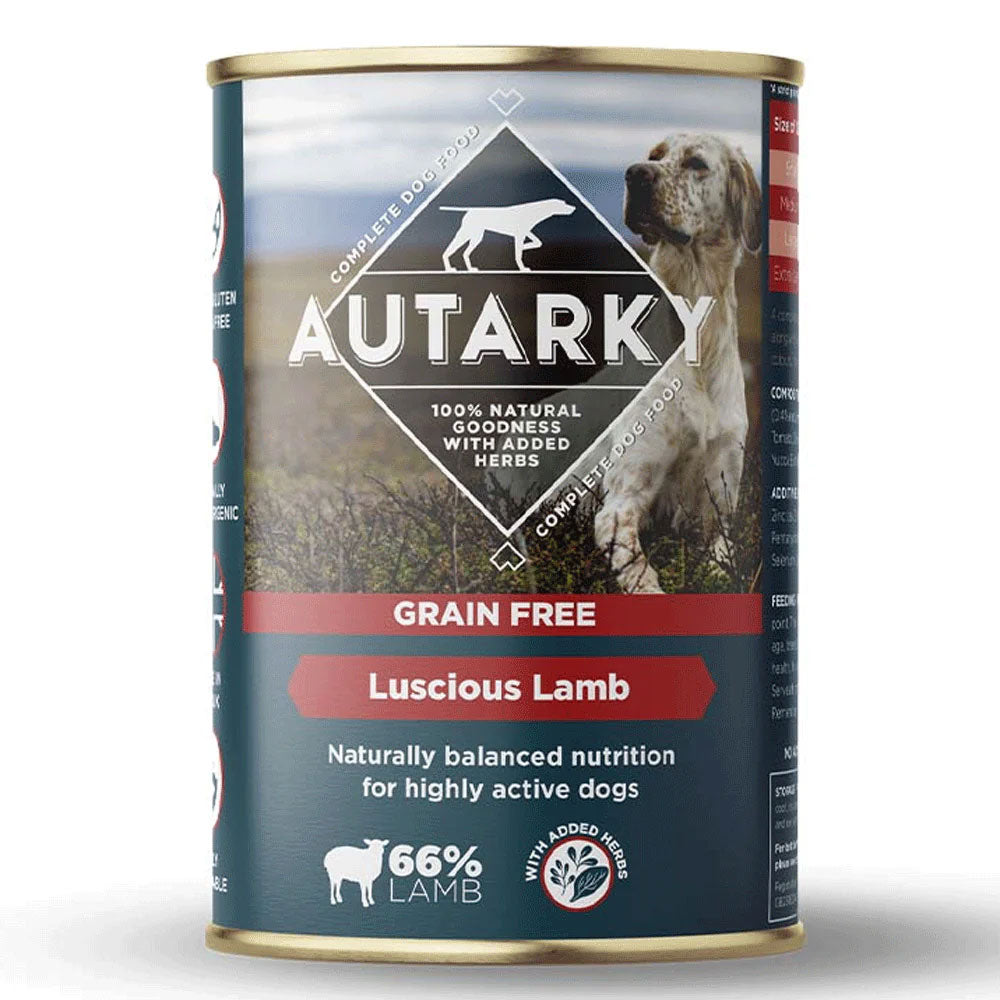 Autarky Working Dog Grain Free Adult Wet Dog Food - Luscious Lamb - 12x395g Cans