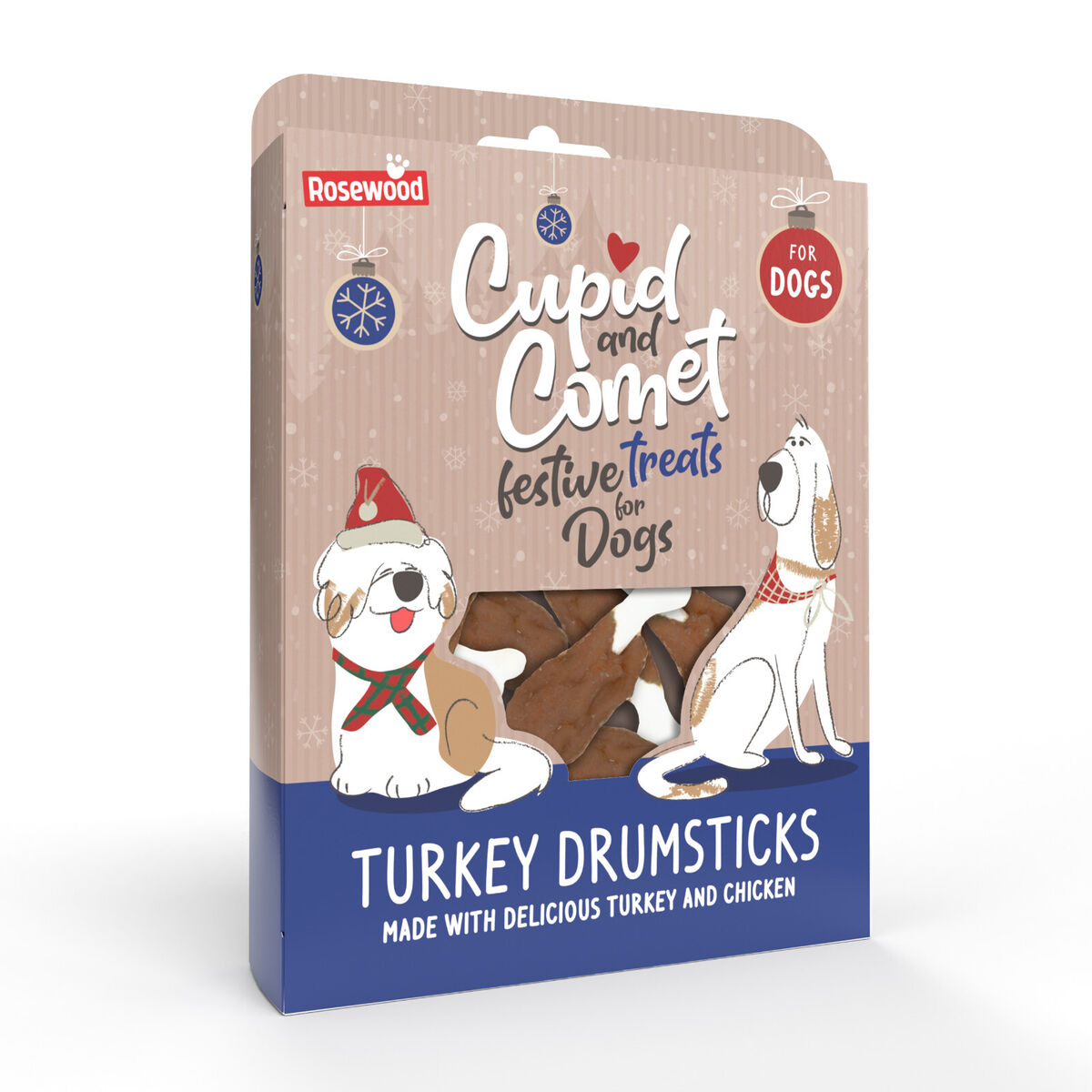Rosewood Cupid & Comet Turkey Drumsticks Gift Box for Dogs - 160g