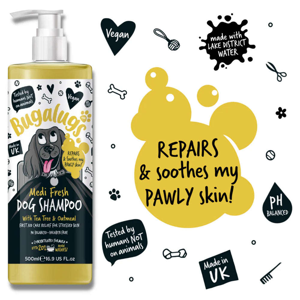 Bugalugs Medi Fresh Tea Tree & Oatmeal Shampoo for Dogs - 250ml