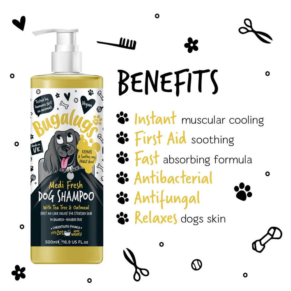 Bugalugs Medi Fresh Tea Tree & Oatmeal Shampoo for Dogs - 250ml