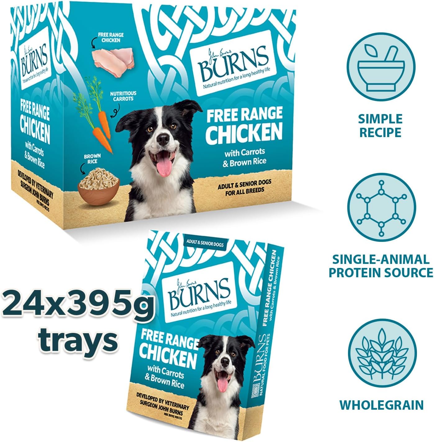 Burns Free Range Chicken Bumper Box Wet Dog Food - 24x395g Trays