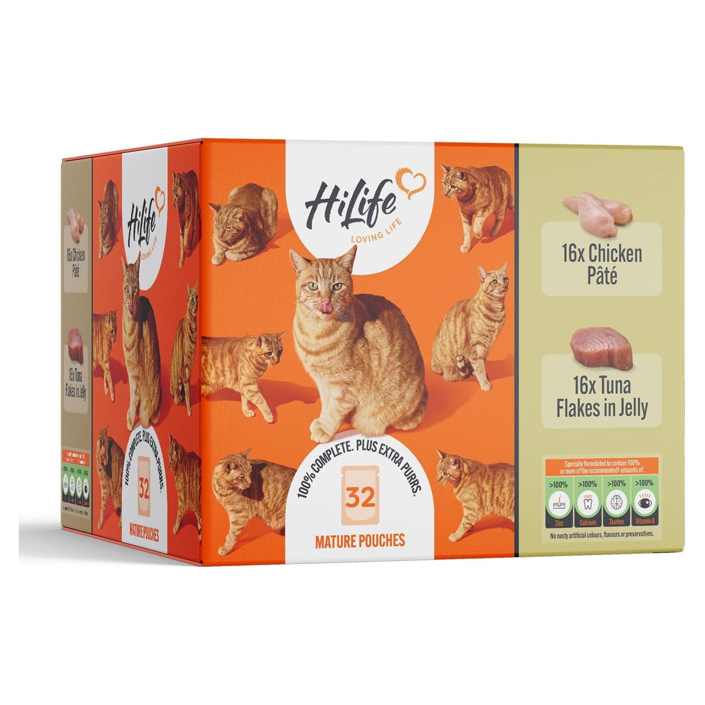 HiLife Mature Wet Cat Food - Chicken Pate & Tuna in Jelly - 32x70g Pouches
