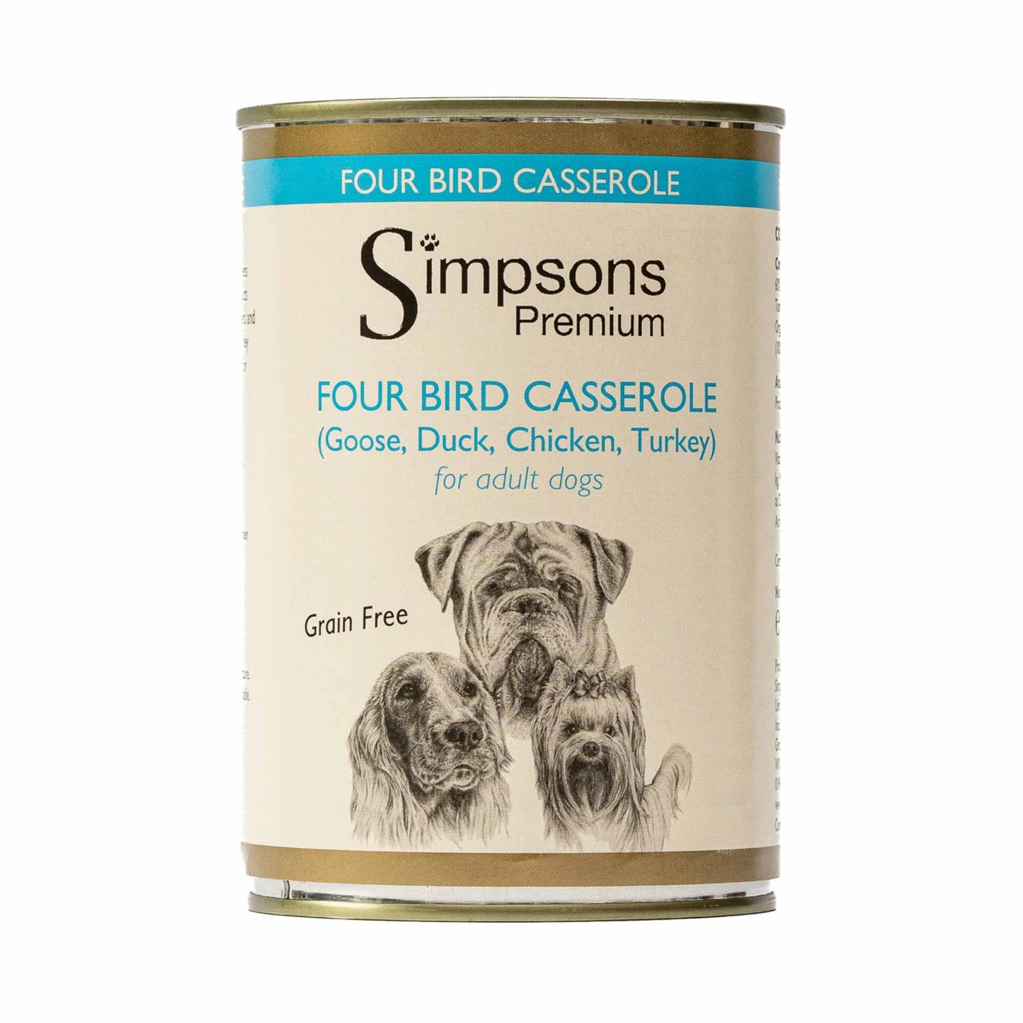 Simpsons Premium Adult Wet Dog Food - Four Bird Casserole - 6x400g Cans