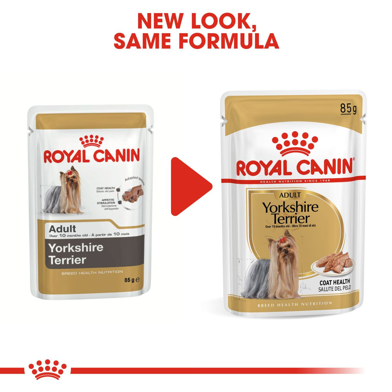 Royal Canin Breed Health Nutrition Yorkshire Terrier Adult Wet Dog Food -12x85g Pouches