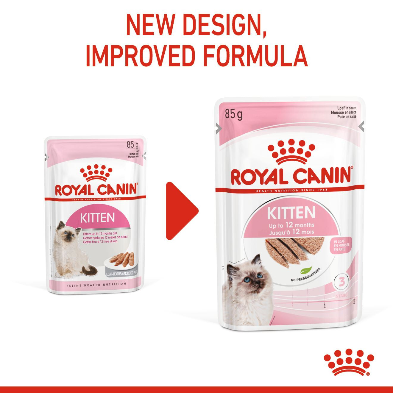 Royal Canin Feline Health Nutrition Kitten Wet Cat Food in Loaf - 12x85g Pouches