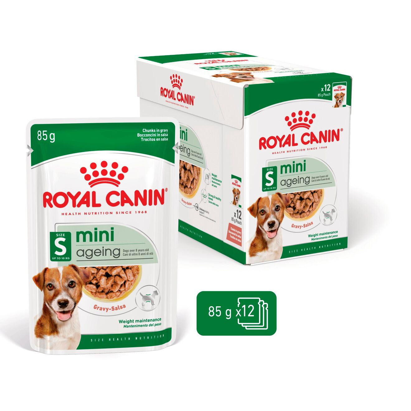 Royal Canin Size Health Nutrition Mini Ageing 8+ Wet Dog Food in Gravy - 12x85g Pouches