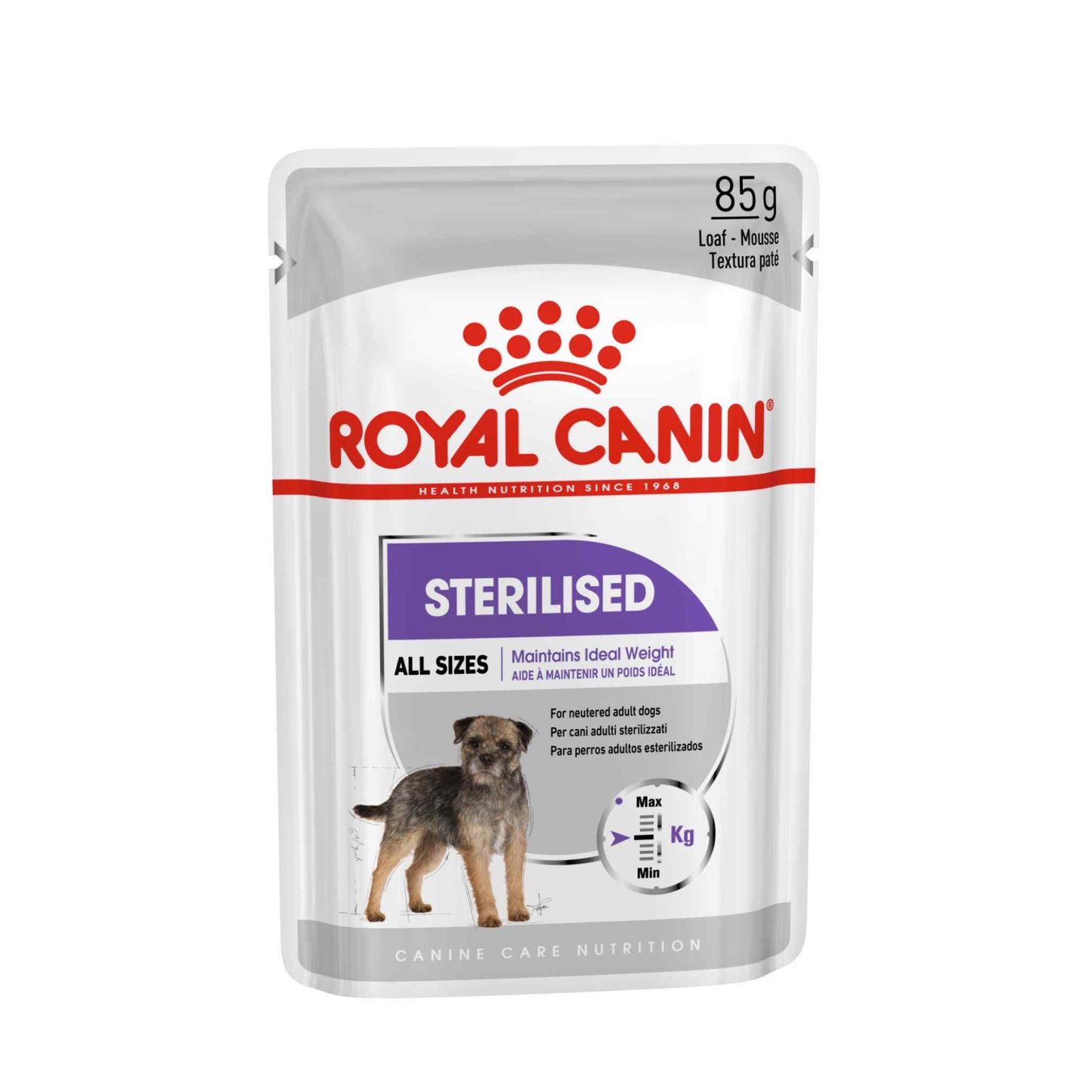 Royal Canin Sterilised Canine Care Adult Wet Dog Food in Loaf - 12x85g Pouches