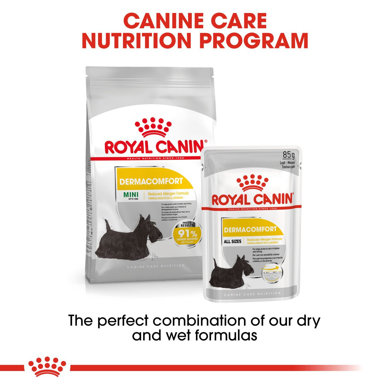 Royal Canin Dermacomfort Canine Care Adult Wet Dog Food in Loaf - 12x85g Pouches