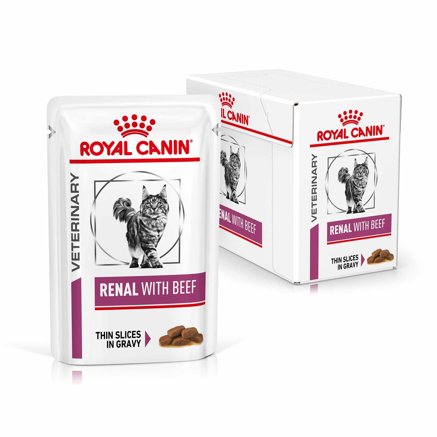 Royal Canin Veterinary Health Nutrition Renal Adult Wet Cat Food In Gravy - Beef - 48x85g Pouches