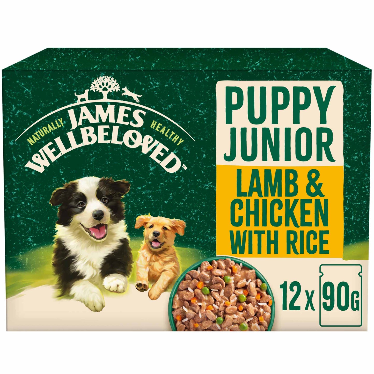 James Wellbeloved Puppy Wet Dog Food in Gravy - Lamb, Chicken & Rice - 12x90g Pouches