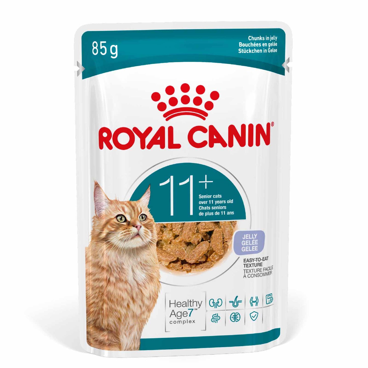 Royal Canin Ageing 11+ Senior Wet Cat Food Chunks in Jelly - 12x85g Pouches