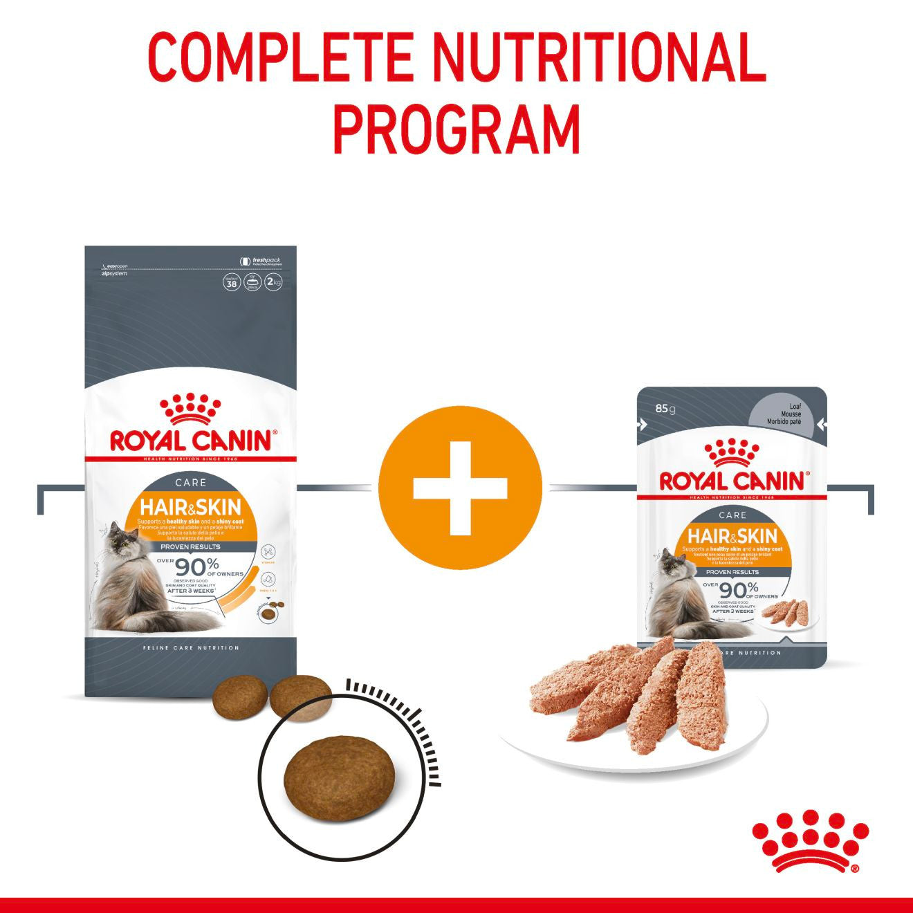 ROYAL CANIN Hair & Skin Care Adult Wet Cat Food In Gravy - 12x85g Pouches
