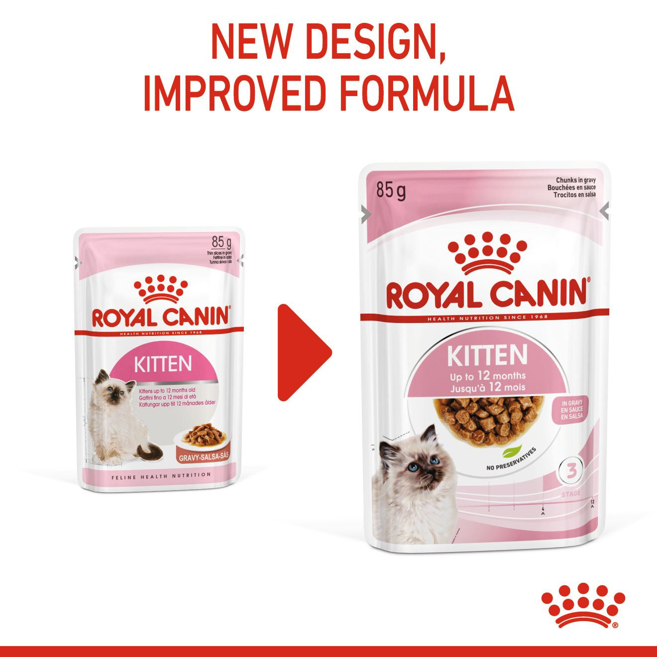 Royal Canin Feline Health Nutrition Kitten Wet Cat Food in Gravy - BULKPACK - 48x85g Pouches
