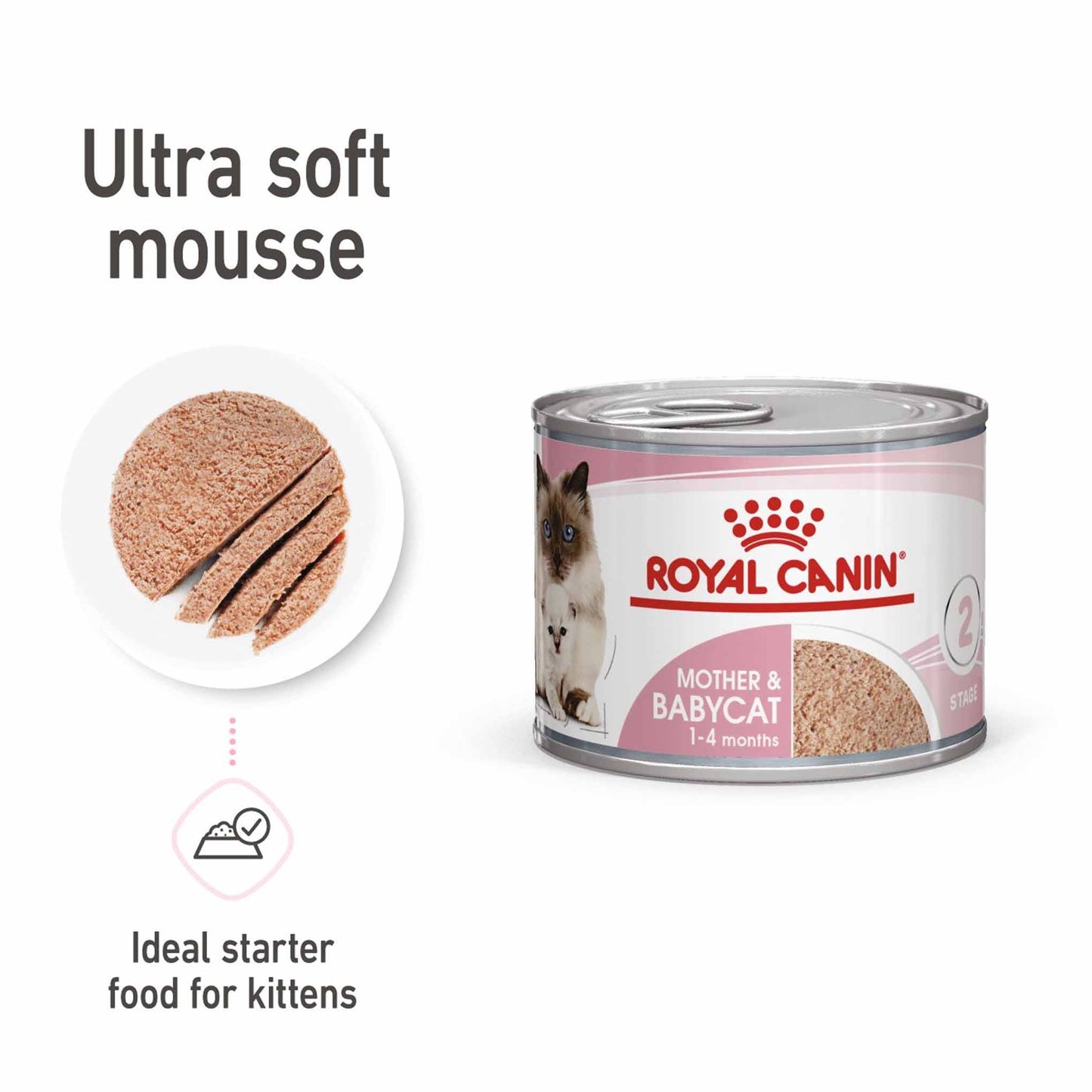 Royal Canin Feline Health Nutrition Mother & Babycat Ultra Soft Mousse Wet Cat Food - 12x195g Cans