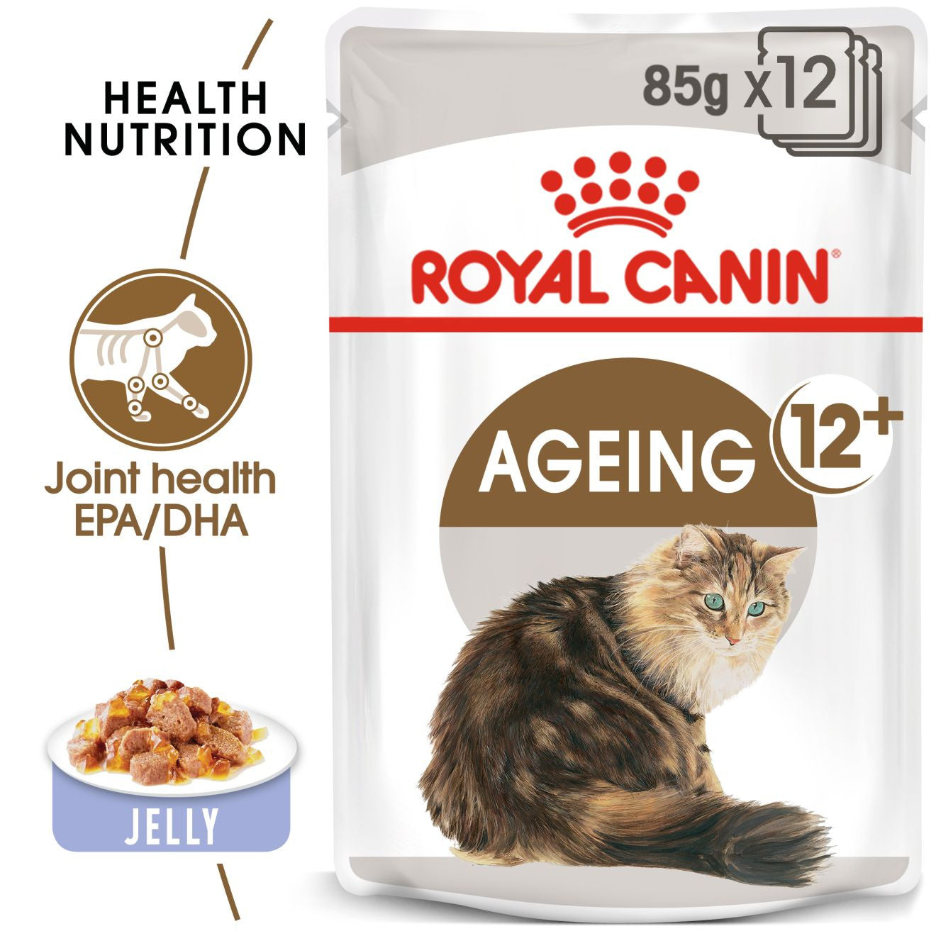 ROYAL CANIN Feline Health Nutrition Ageing 12+ Senior in Jelly Wet Cat Food - 12x85g Pouches