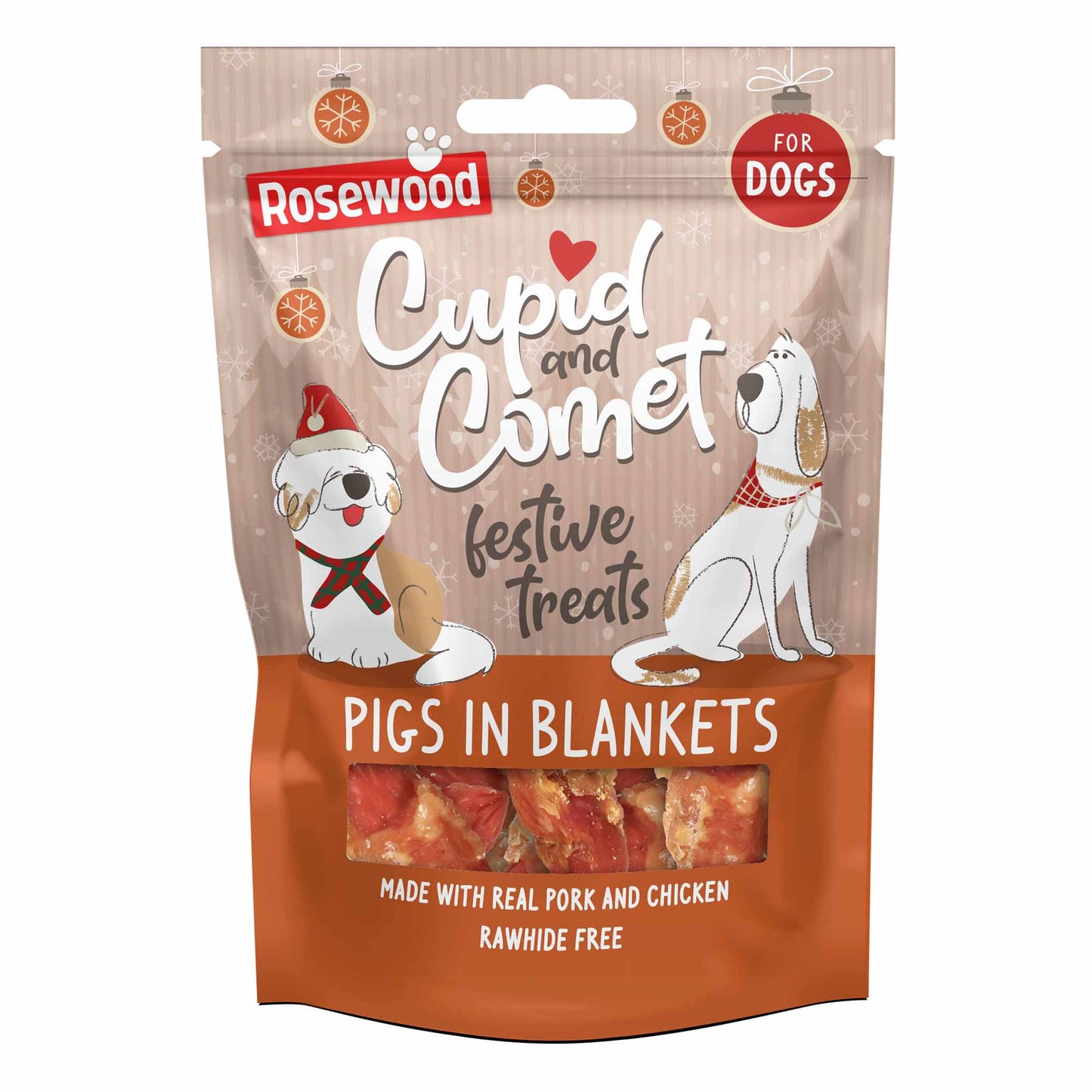 Rosewood Cupid & Comet Finest Pigs in Blanket Dog Treats - 100g