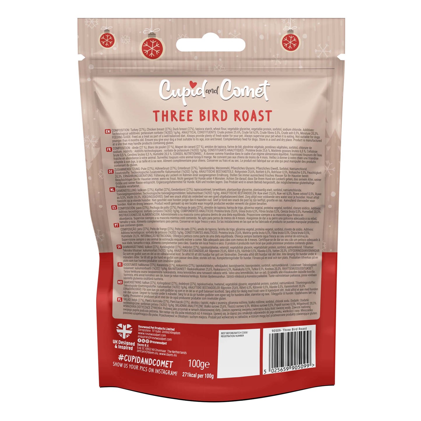 Rosewood Cupid & Comet Three Bird Roast Strips - 100g